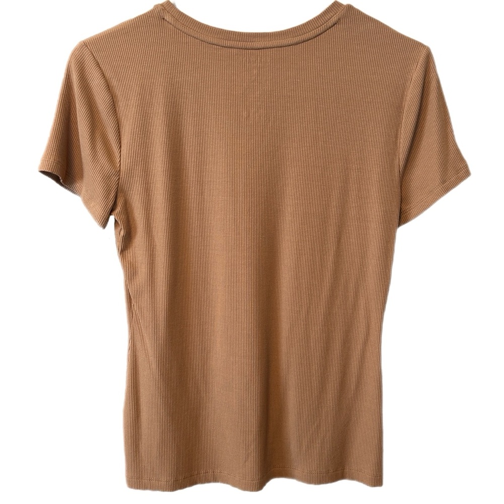 Tan Short Sleeve Ribbed Top - Picture 2 of 4